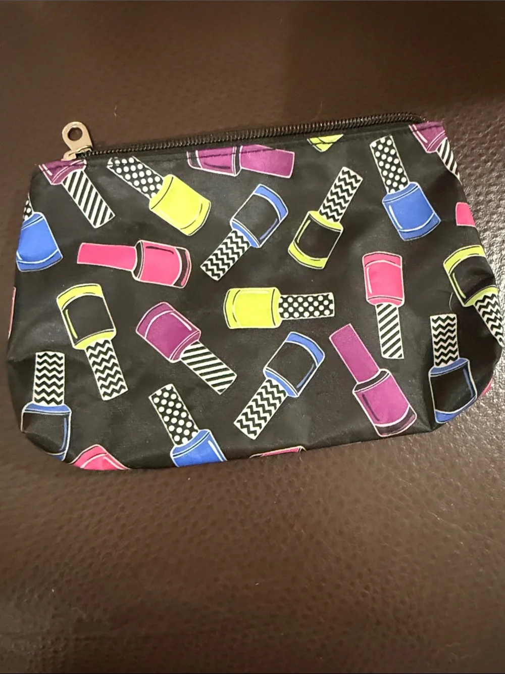 Kids Nail Polish Print Zip Pouch - Black